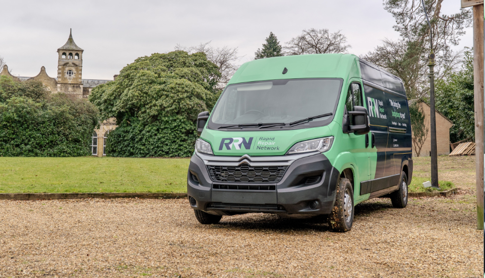 Rapid Repair Network branded van parked on driveway